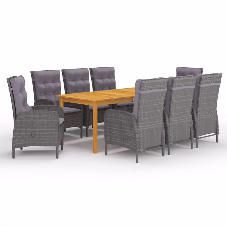 Maison Exclusive - Set da pranzo da giardino da 9 pezzi, grigio