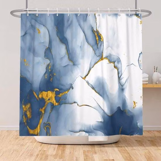 Tenda da bagno grigio-oro - Poliestere impermeabile - 152 x 183 cm
