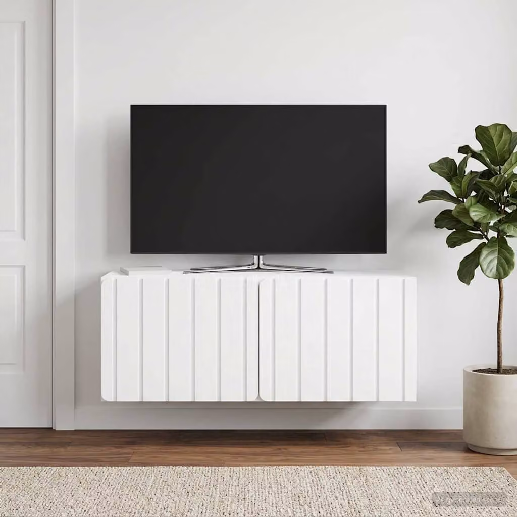 vidaXL Mobile Porta TV da Muro Moderno in MDF Bianco L: 78,5 cm, P: 31 cm, H: 30 cm