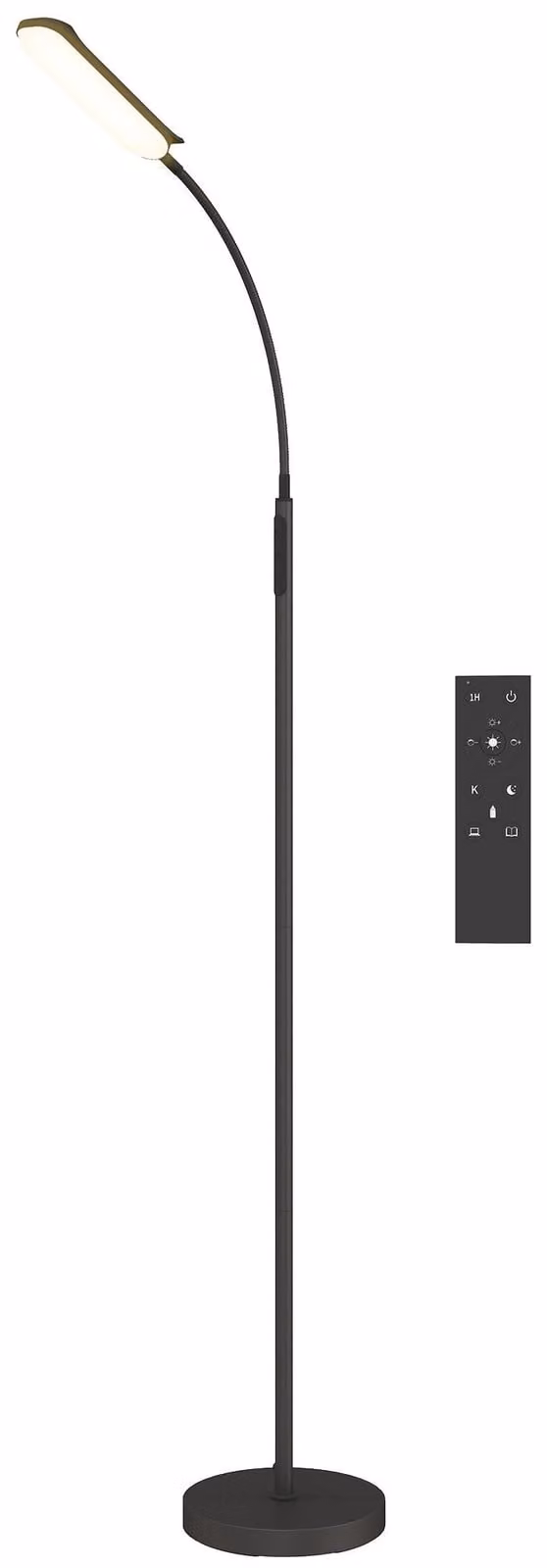 Lampada da terra a LED con 5 modalità di illuminazione, dimmer e funzione di memorizzazione | Colore: nero | Dimensioni: 22x22x175 cm