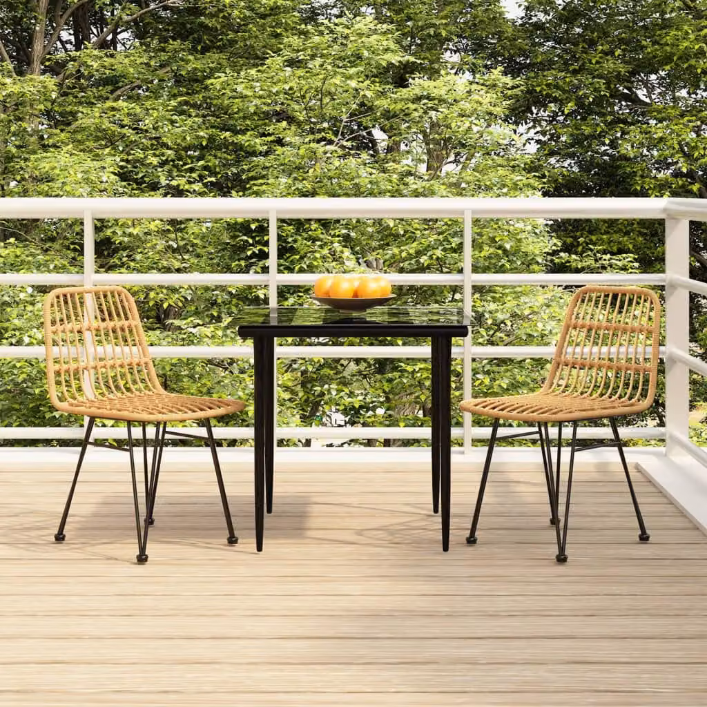 The Living Store Set da pranzo da giardino 3 pz. Set da pranzo da giardino Poly Rattan