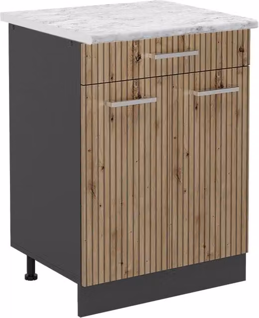 Mobiletto base per cucina R-Line Rovere artigianale/Antracite 60 cm, PL Marmo Vicco