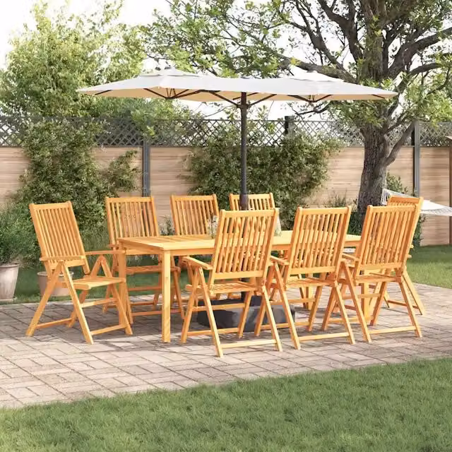 Set da pranzo per giardino e terrazzo vidaXL in legno di acacia marrone, 9 pezzi