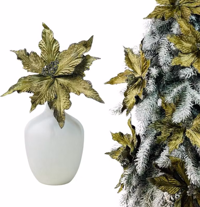 Stella di Natale verde scuro su clip - Albero di Natale in fiore 20 cm
