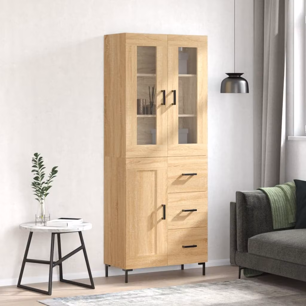 Credenza moderna vidaXL in rovere color marrone con ante a battente e ripiani interni L/P/H: 69,5 x 34 x 180 cm