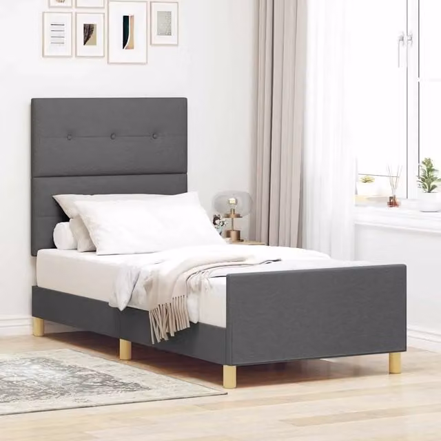 Struttura letto imbottita vidaXL in tessuto grigio con base in legno 80 x 200 cm