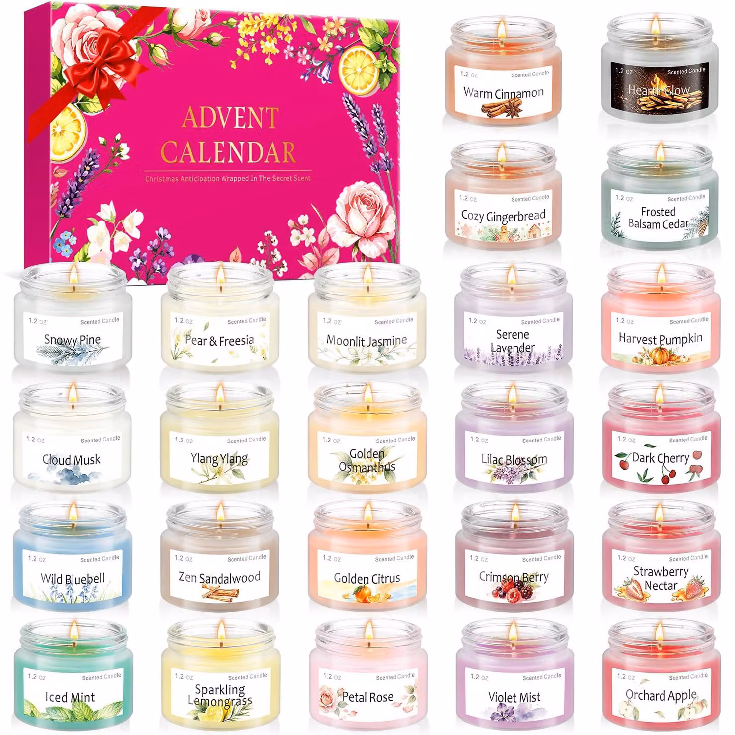 Calendario dell'Avvento 2026, 24 candele profumate decorative, fragranze natalizie, aromaterapia per il relax