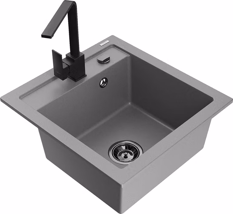 Mexen Vito lavello in granito a 1 vasca con rubinetto da cucina Rita, grigio - 6503-71-670300-70-B
