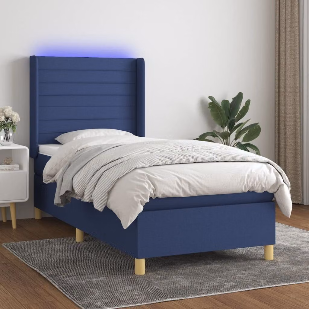 Maison Exclusive - Letto a Molle con Materasso e LED Blu 90x190 cm in Tessuto
