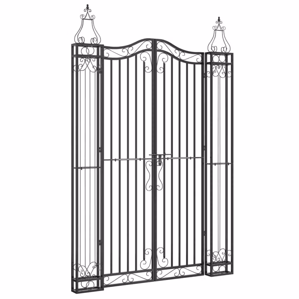 Cancello da giardino a doppia anta vidaXL in ferro battuto nero L: 121 cm, P: 8 cm, H: 180 cm – 2