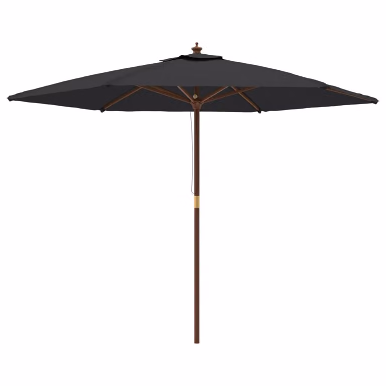 Ombrellone da Giardino con Palo in Legno Nero 299x240 cm