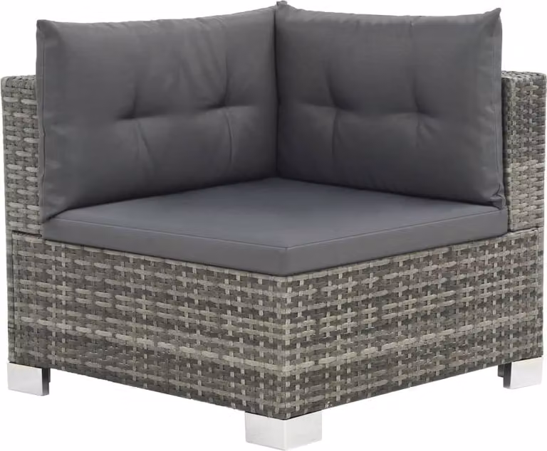 Set Divani da Giardino 10 pz con Cuscini in Polyrattan Grigio