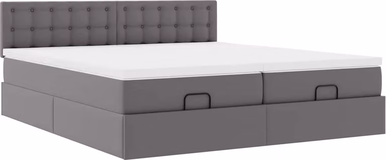 Struttura Letto Pouf con Materassi Grigio 180x200 cm Pelle finta