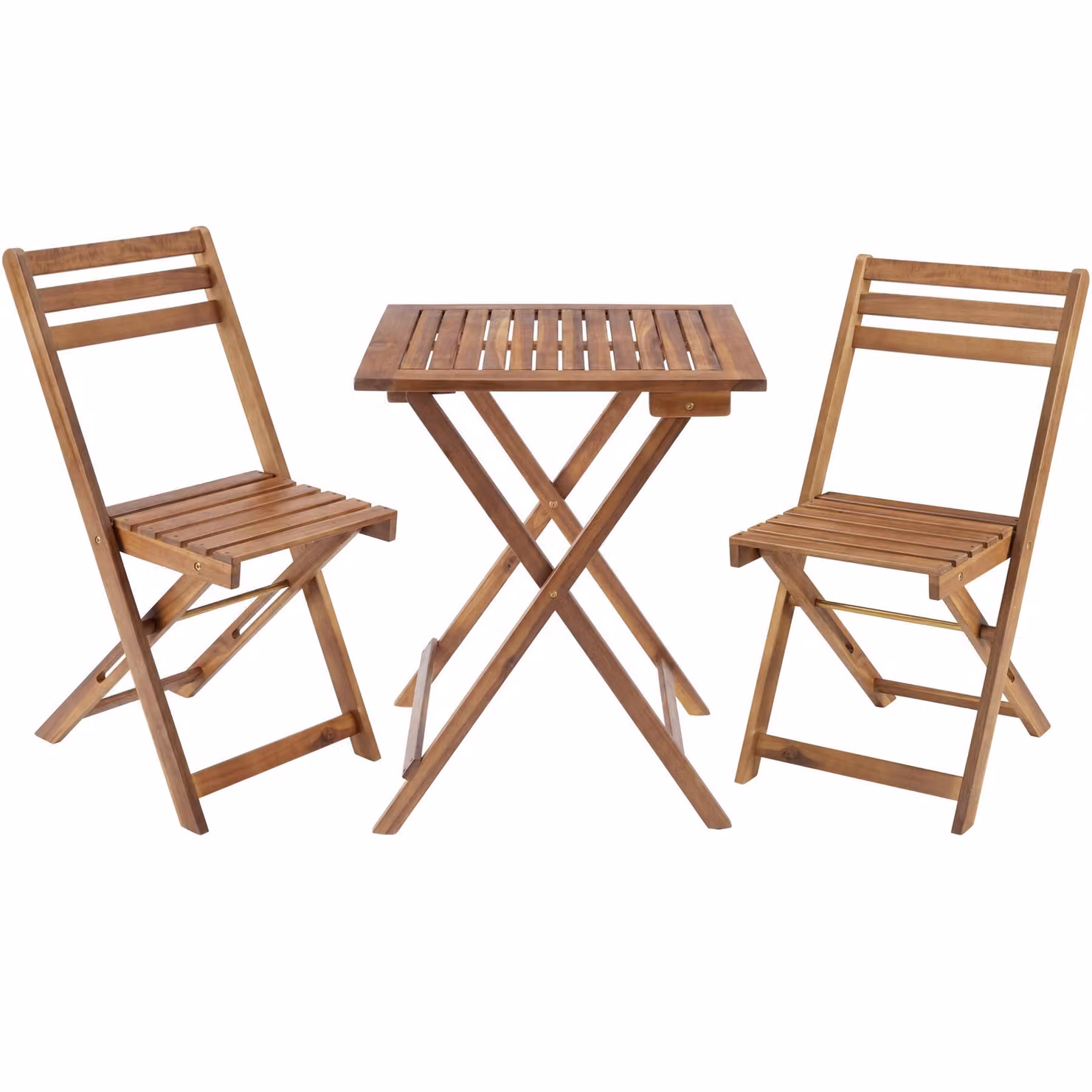 Set da bistrot pieghevole TecTake GmbH per 2 persone in legno di acacia marrone resistente alle intemperie – 3