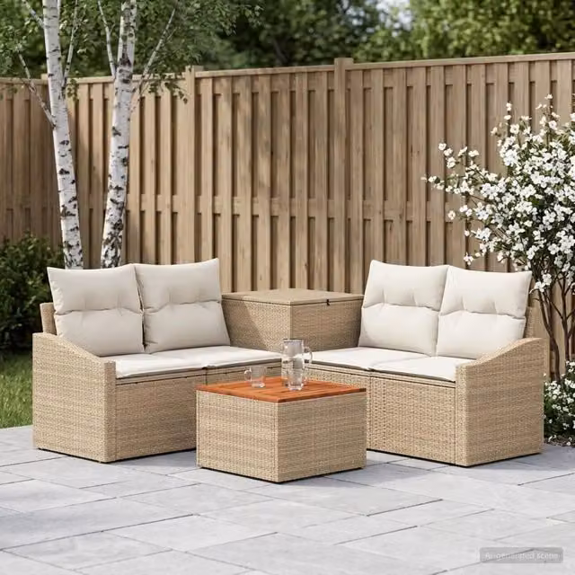Set di divani 6 pz Beige e Bianco Crema 55 x 55 x 37 cm 3447308