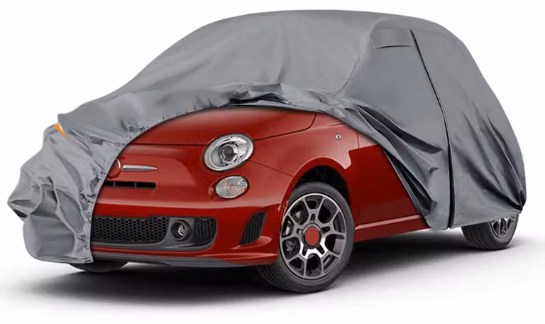 Copertura impermeabile per auto, adatta a tutte le condizioni atmosferiche, di colore grigio, per FIAT 500, 500C, 500E e Abarth, dal 2007 al 2025, con cerniera