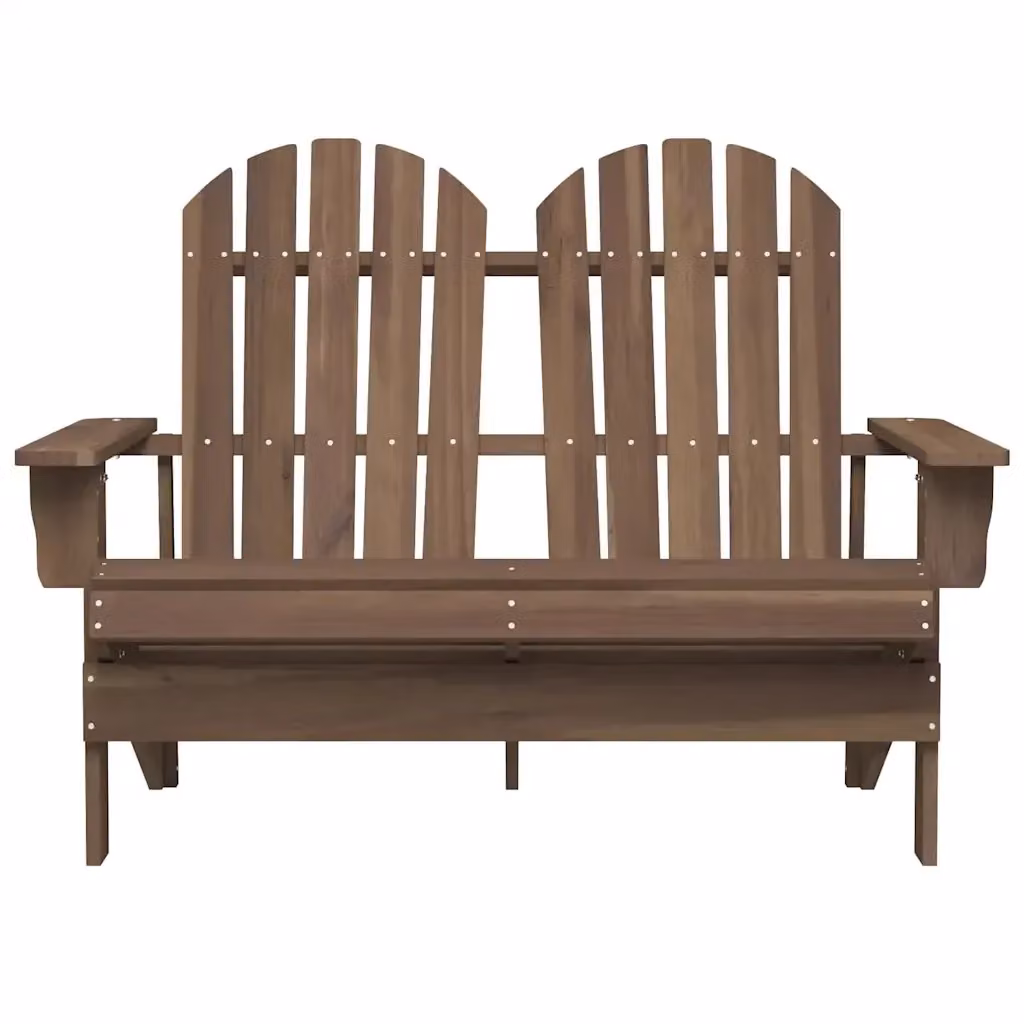 Sedia da giardino Adirondack a 2 posti in legno di abete marrone per esterno e terrazzo L: 119,5 cm, P: 85,5 cm, H: 89,5 cm – 2