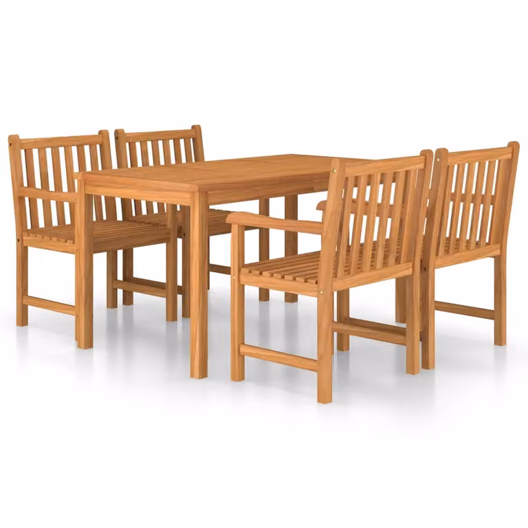Set da pranzo da giardino 5 pz 140x80 cm in legno massello di teak