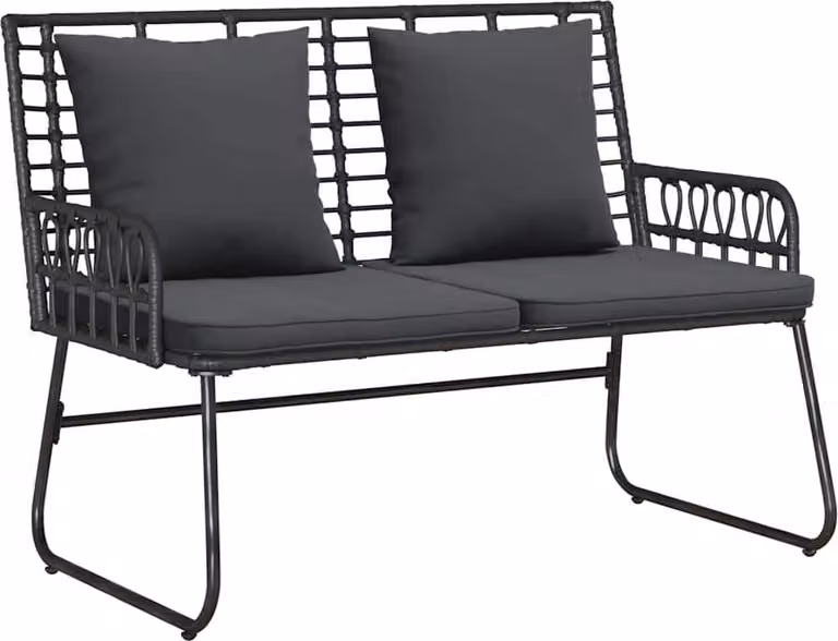 Panchina da giardino Nero e antracite polyrattan