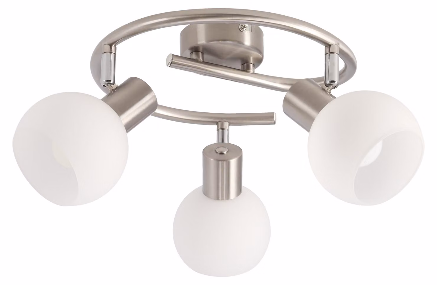 Lampada da soffitto con paralumi in vetro bianco Novo, argento e bianco, 3xE14x40W, metallo, dimensioni: 15,5x45x45 cm, IP20, Candellux