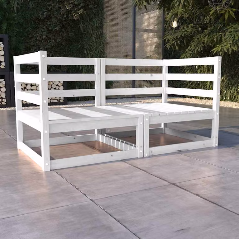 vidaXL Divano da Giardino a L Moderno in Legno di Pino Bianco con Cuscini