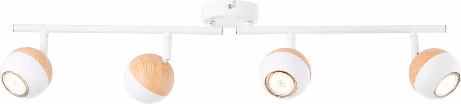 BRILLIANT SCAN Faretto da soffitto LED 75 cm metallo bianco / legno chiaro 4 fiamme