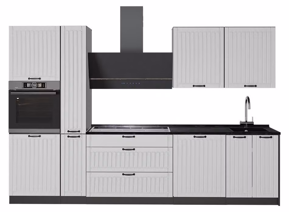 Cucina componibile Vicco Fame-Line Bianco rustico/Antracite 310 cm, PL Antracite, Model 64281
