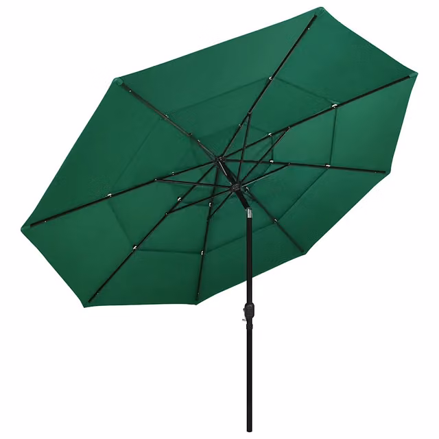 Ombrello parasole a 3 livelli con palo in alluminio e copertura in poliestere verde, diametro 3,5 m