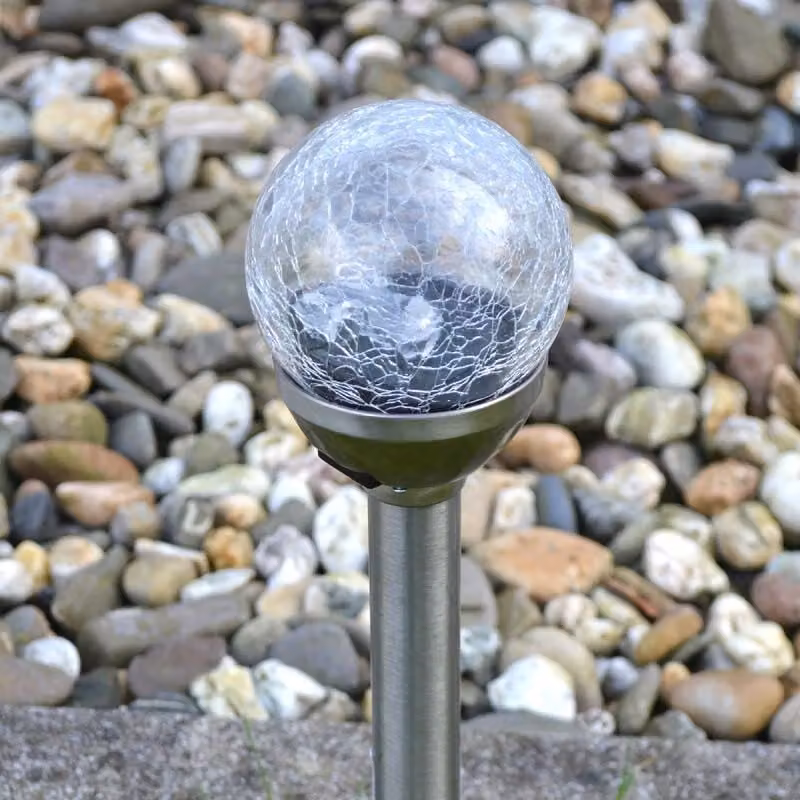 Tappo solare da giardino "Crystal" in acciaio inox H 29 cm