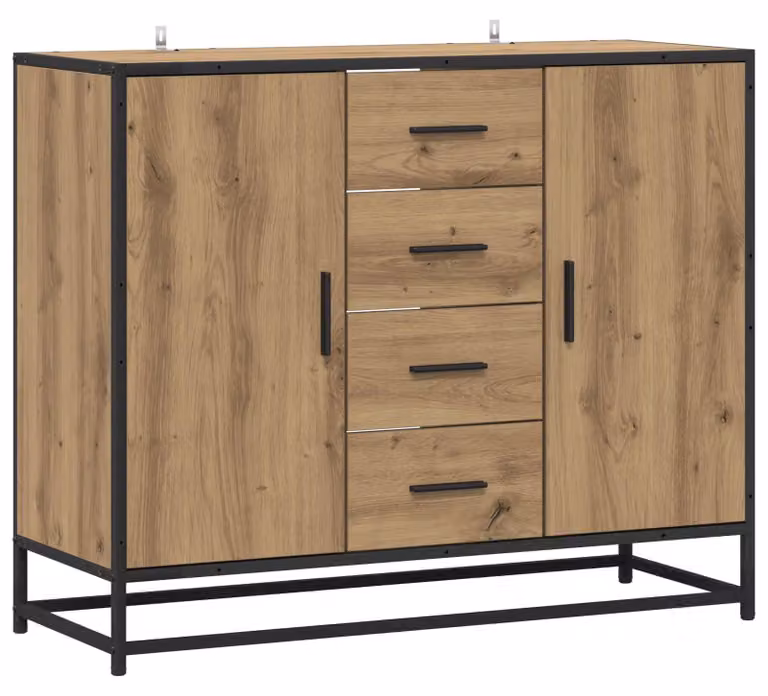 Mobile contenitore "Artisan" in legno impiallacciato di rovere, dimensioni 92 x 35 x 76 cm