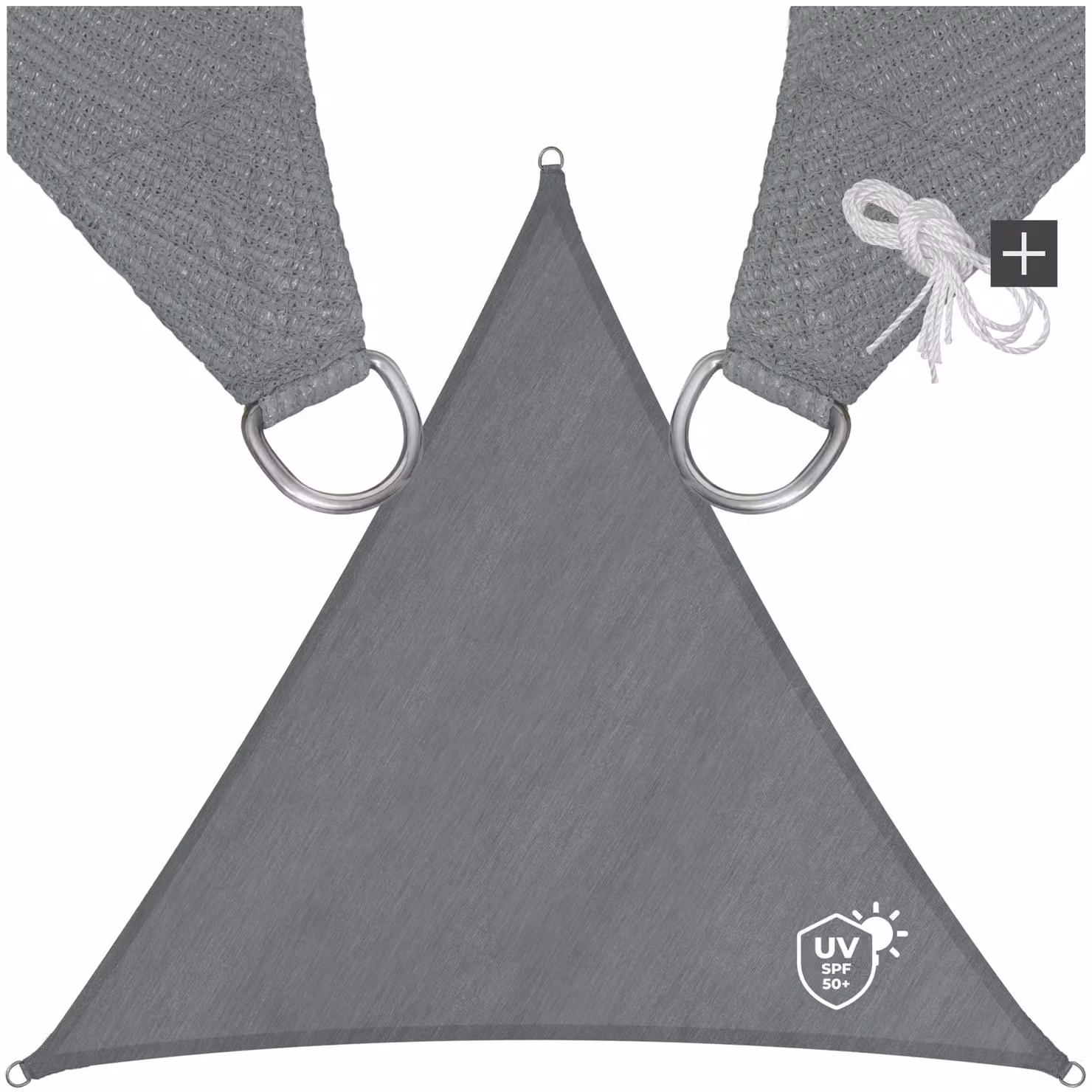 Vela ombreggiante triangolare TecTake GmbH in polietilene HDPE grigio con protezione UPF 50+, L/P/H: 6 x 6 x 6 m – 1