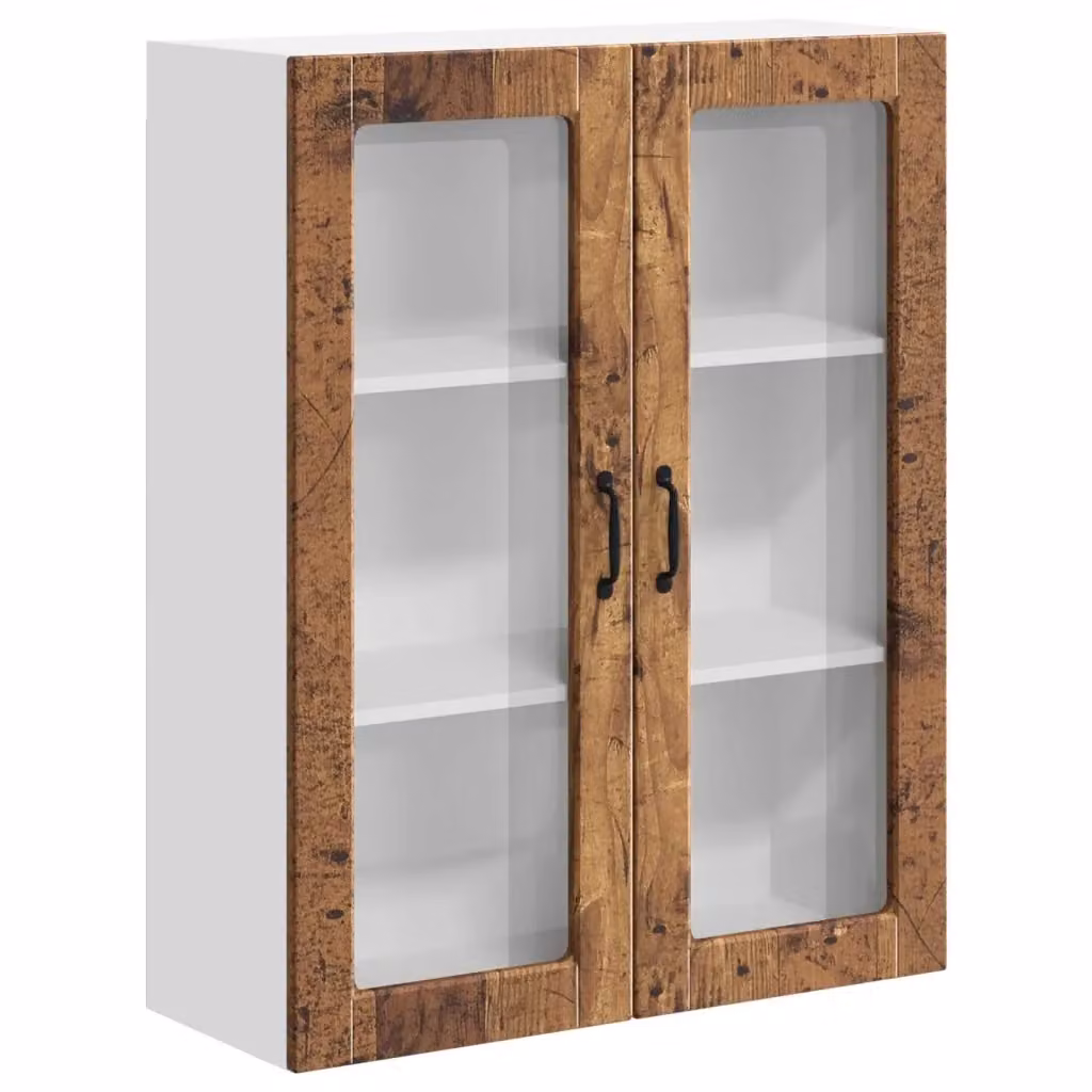Mobile da parete LUCCA vidaXL in legno e vetro marrone L 80 x P 31 x H 100 cm – 2