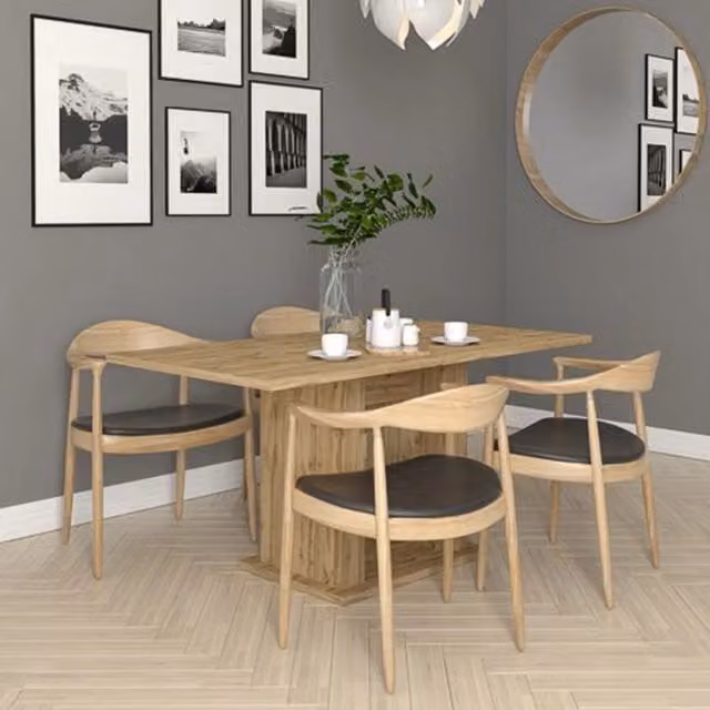 Litenane, Tavolo Fisso 6 Posti, 120x80x74h cm Marrone Rovere Nodi