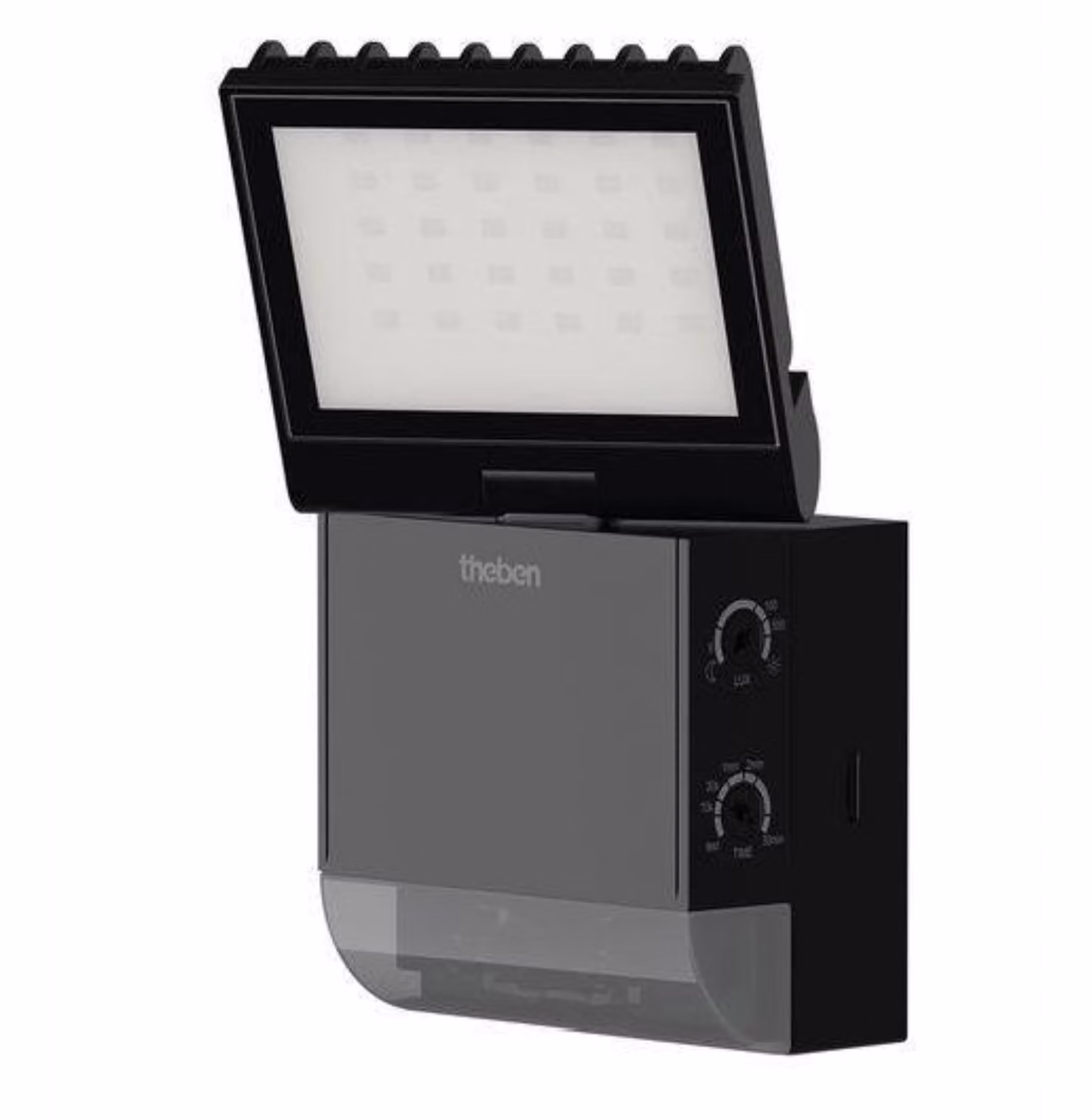 Theben 1020801 theLeda S8-100 BK Faretto LED I rilevatore di movimento integrato I nero I montaggio a parete I colore della luce 4000 K I angolo di rilevamento 180° I portata 10 m I orientabile ..