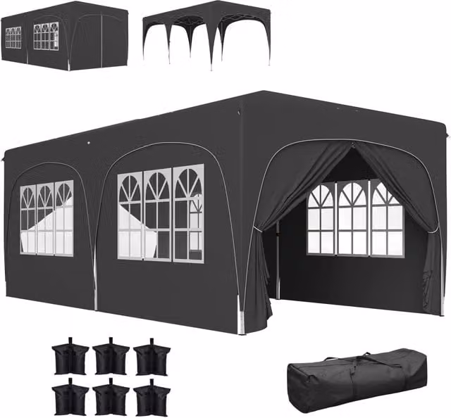 Gazebo Pieghevole ¨C Minimal ¨C Grigio Scuro 6x3 m