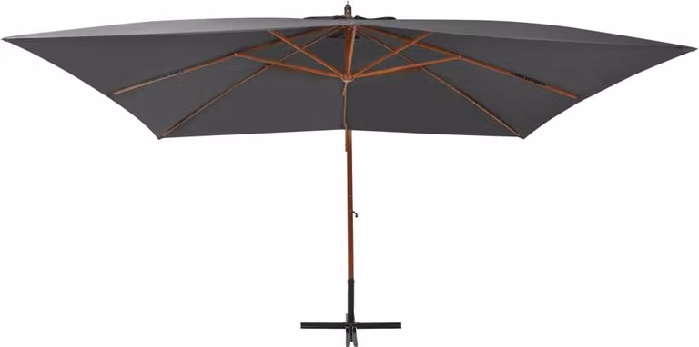 Ombrellone a Sbalzo con Palo in Legno 400x300 cm Antracite