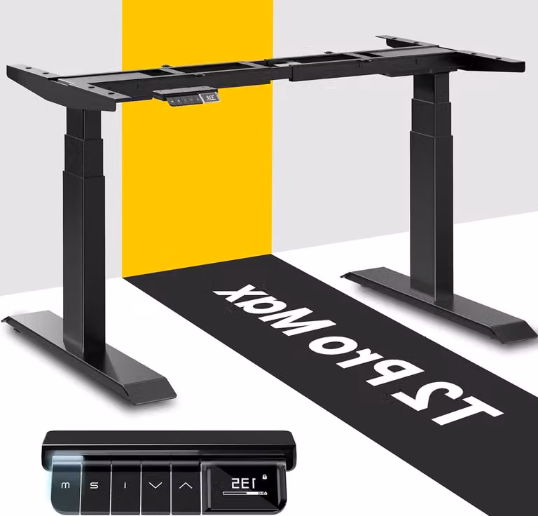 Telaio regolabile per scrivania – Struttura elettrica per scrivania regolabile in altezza – Doppio motore – Regolazione dell'altezza da 65 a 135 cm – Colore: nero