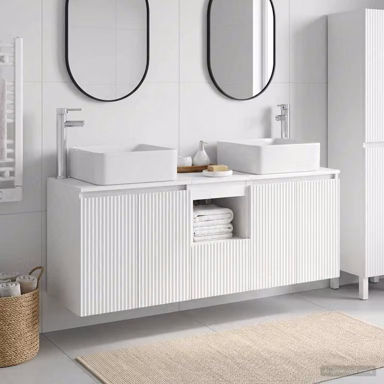 Set di mobili da bagno moderno vidaXL in 3 pezzi bianco L/P/H: 49,5 x 41 x 63 cm