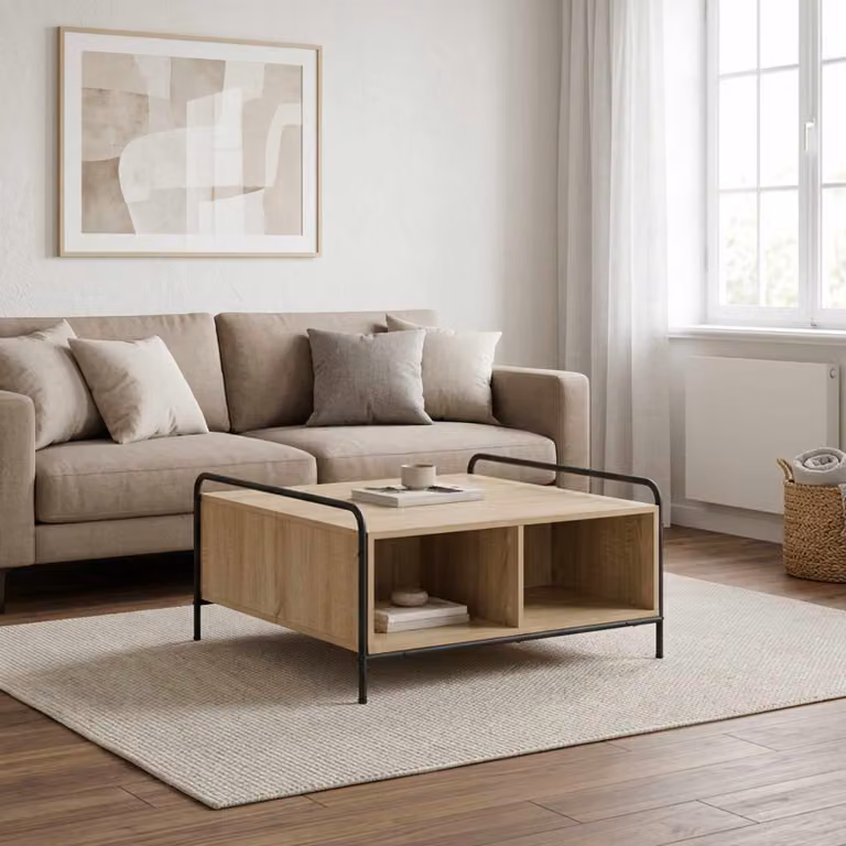 vidaXL Tavolino da salotto moderno in rovere color marrone L: 50 cm, P: 49 cm, H: 41 cm