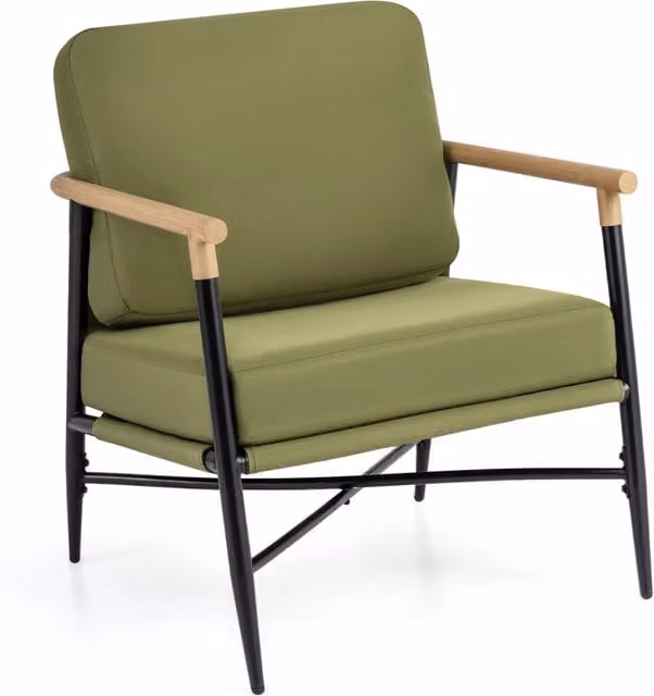 Poltrona moderna con braccioli e cuscini rimovibili in tessuto, ideale per soggiorno, camera da letto o ufficio, disponibile in verde, beige o nero – 1