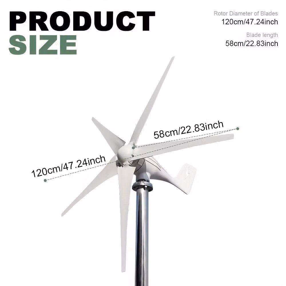 Turbina eolica orizzontale - Generatore eolico - Aerogeneratore - Piccola turbina eolica - Modello da 12V/24V/36V