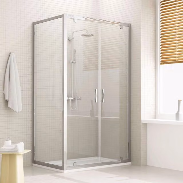 Box Doccia Angolare 80x110 cm 2 Ante Battenti in Cristallo Trasparente 6mm H198 Fosterberg Aalborg Duo
