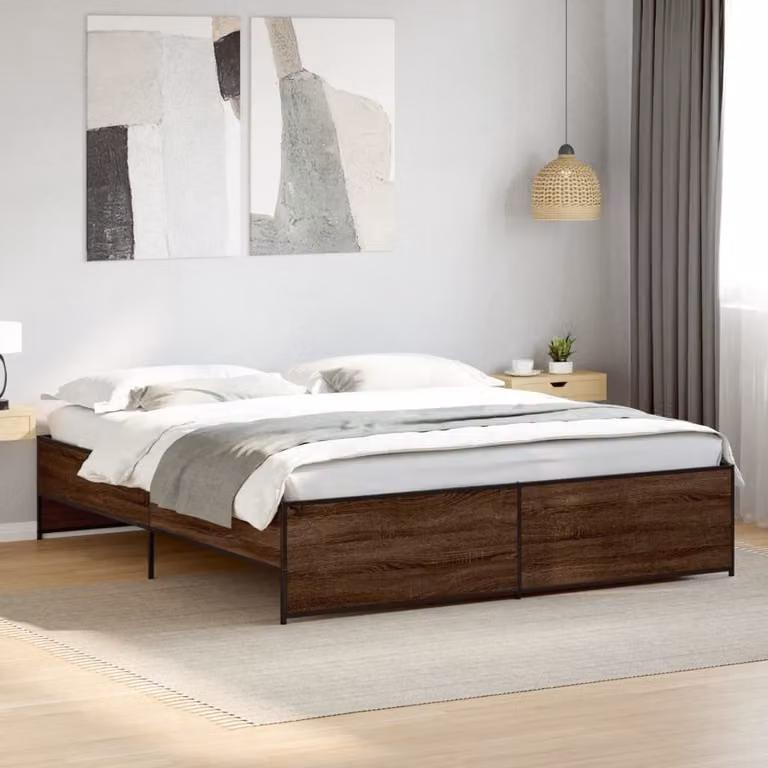 Giroletto vidaXL in legno e metallo color rovere marrone, dimensioni 200 x 200 cm