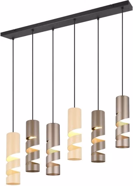 Lampada a sospensione Trio Leuchten Stream Trio in metallo per soggiorno e sala da pranzo, dimmabile, con 6 lampadine GU10, disponibile nei colori marrone, nero o beige