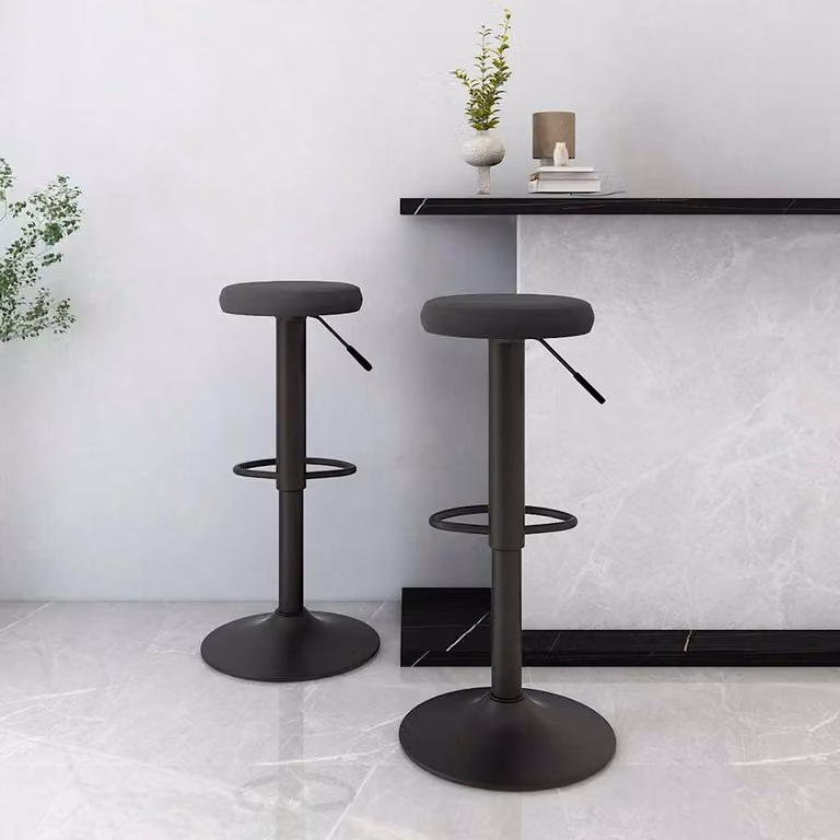 Set di 2 sgabelli da bar vidaXL in velluto nero con base girevole a 360 gradi, Altezza: 110 cm, L/P/H: 31 x 31 x 110 cm