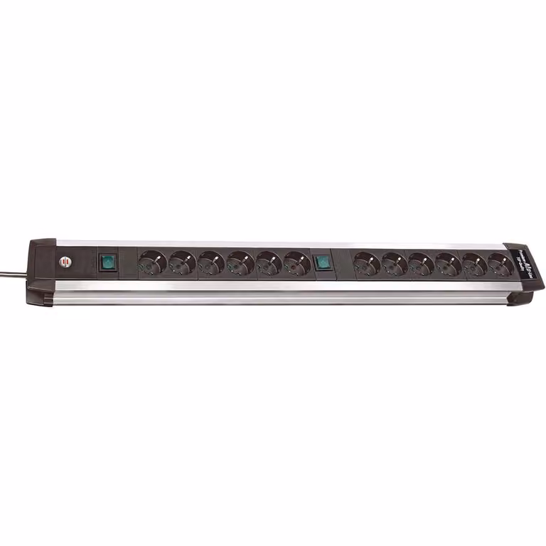 Brennenstuhl -Alu-Line Technik Ciabatta elettrica a 12 prese 3 m H05VV-F 3G1,5 6 prese commutabili, 1391000012