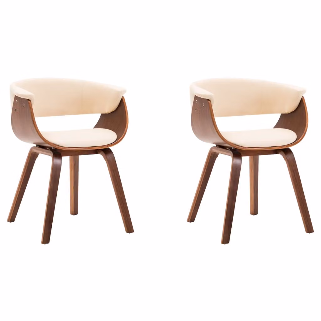 Sedie da Pranzo 2 pz in Legno Curvato e Pelle finta Crema