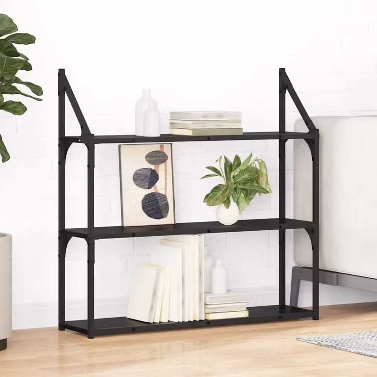 Scaffale da parete moderno vidaXL in nero, L: 80 cm, P: 21 cm, H: 78,5 cm