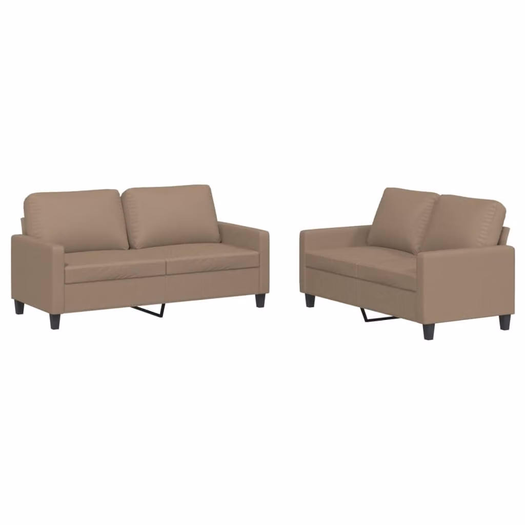 Set di Divani 2 pz con Cuscini cappuccino in Pelle finta