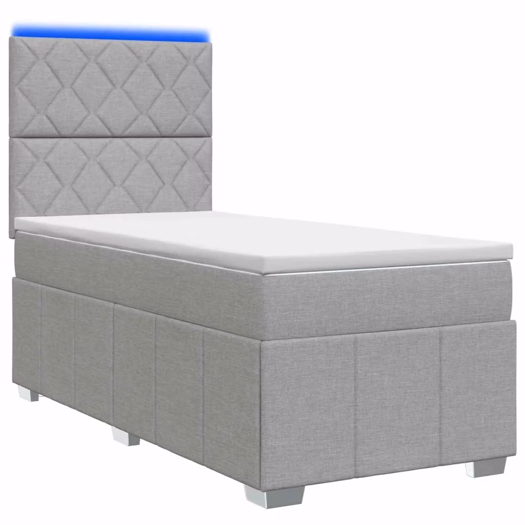Letto Box Spring vidaXL con Materasso Grigio Chiaro e Illuminazione LED, Base a Sollevamento e Porta USB, L/P: 90 x 200 cm – 2